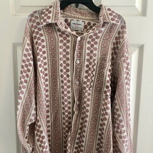 Boho loose fit patterned shirt, size large